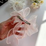 گیره انبری پاپیون حریر و مروارید - Image 6