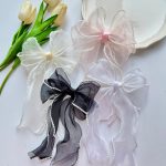 گیره انبری پاپیون حریر و مروارید